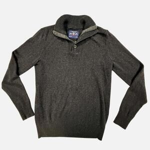 American Eagle Outfitters Men's Dark Gray Quarter‑Button Sweater